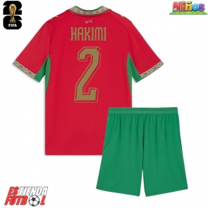 Marruecos Achraf Hakimi #2 Primera Equipación Niños Mundial 2026 Manga Corta (+ Pantalones cortos)